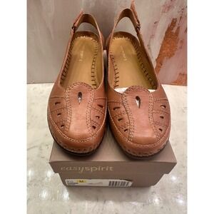 Easy Spirit Derronas Women Leather Slingback Brown Comfort Shoes 9.5M New in Box